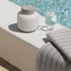 Badetuch -ARTO- Farbe Micro Chip/Tan Größe 70 x 140 cm, schmale Streifen
