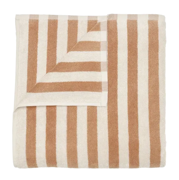 Badetuch -ARTO- Farbe Moonbeam/Amber Brown Größe 70 x 140 cm, breite Streifen