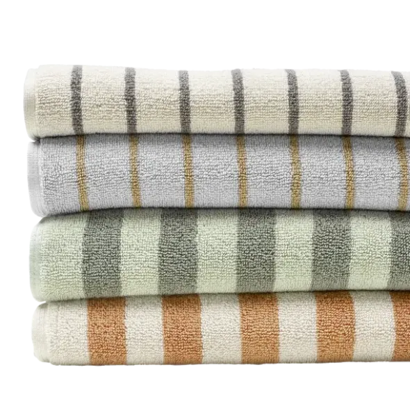 Badetuch -ARTO- Farbe Moonbeam/Amber Brown Größe 70 x 140 cm, breite Streifen
