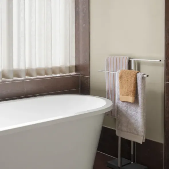 Badetuch -ARTO- Farbe Moonbeam/Amber Brown Größe 70 x 140 cm, schmale Streifen