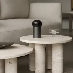 Beistelltisch -VOLOS- Farbe Travertin - Größe S - Form: Rund