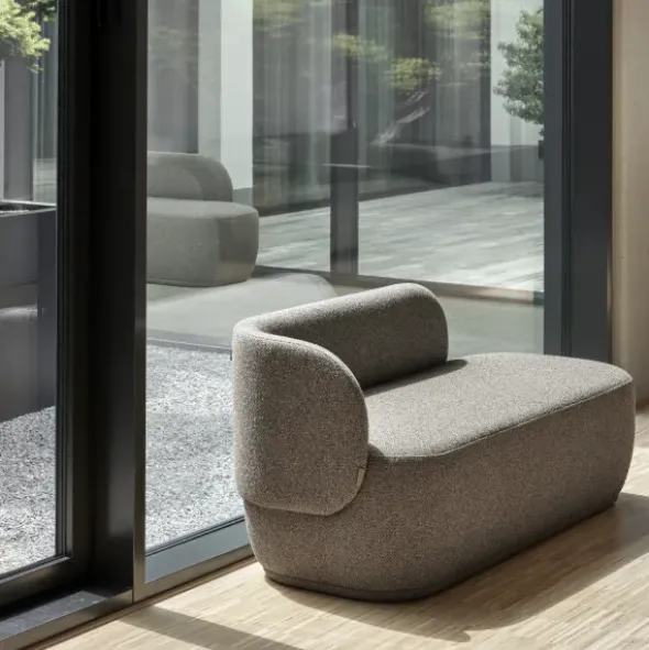 Chaiselongue, links -KUON- Socia Taupe