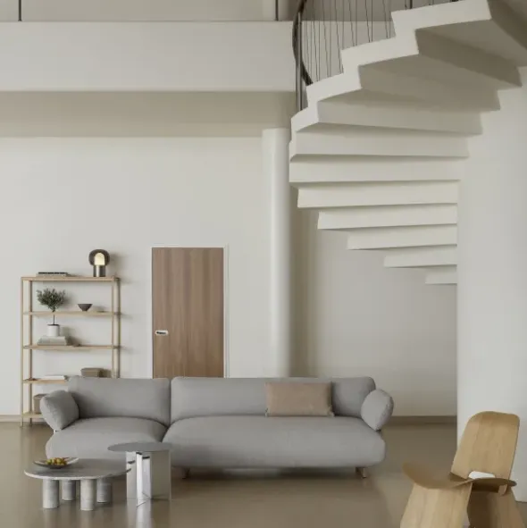 Chaiselongue, links -MOCO- Farbe Cloud - Stoff: kvadrat Moss