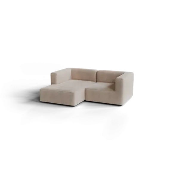 Chaiselongue, links -TASI- Farbe Beige - Stoff: Pina