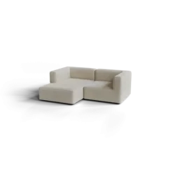 Chaiselongue, links -TASI- Farbe Beige - Stoff: Boucla