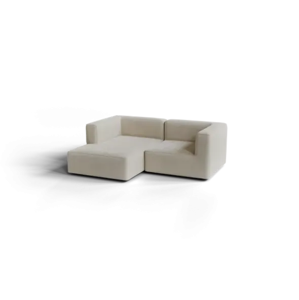 Chaiselongue, links -TASI- Farbe Beige - Stoff: Boucla