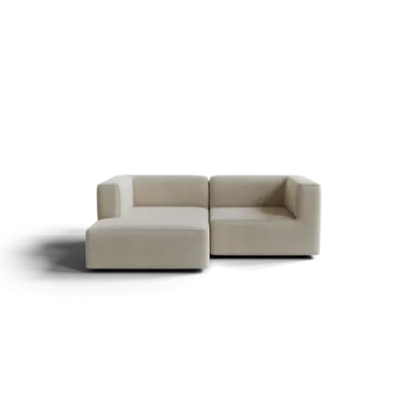 Chaiselongue, links -TASI- Farbe Beige - Stoff: Boucla