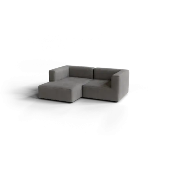 Chaiselongue, links -TASI- Farbe Zinc - Stoff: Pina