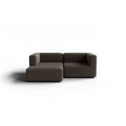 Chaiselongue, links -TASI- Farbe Shitake - Stoff: Boucla