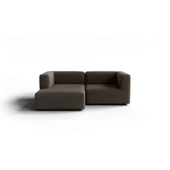 Chaiselongue, links -TASI- Farbe Shitake - Stoff: Boucla