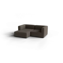 Chaiselongue, links -TASI- Farbe Shitake - Stoff: Boucla