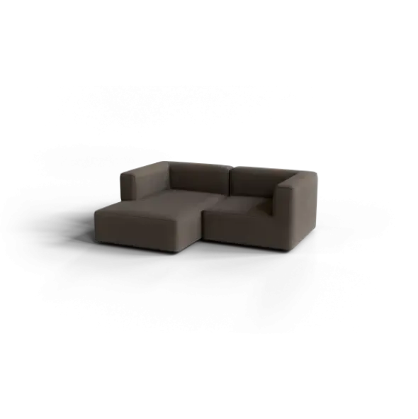 Chaiselongue, links -TASI- Farbe Shitake - Stoff: Boucla