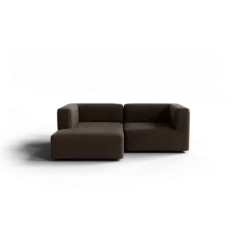 Chaiselongue, links -TASI- Farbe Espresso - Stoff: kvadrat Moss
