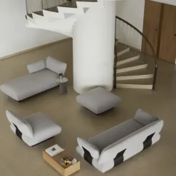 Chaiselongue, rechts -MOCO- Farbe Beige - Stoff: kvadrat Melange Nap