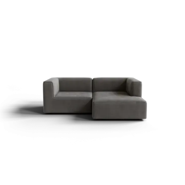 Chaiselongue, rechts -TASI- Farbe Zinc - Stoff: Pina