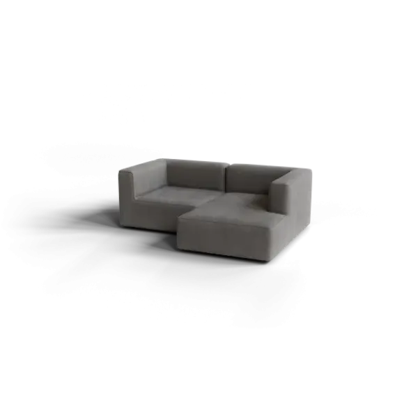 Chaiselongue, rechts -TASI- Farbe Zinc - Stoff: Pina