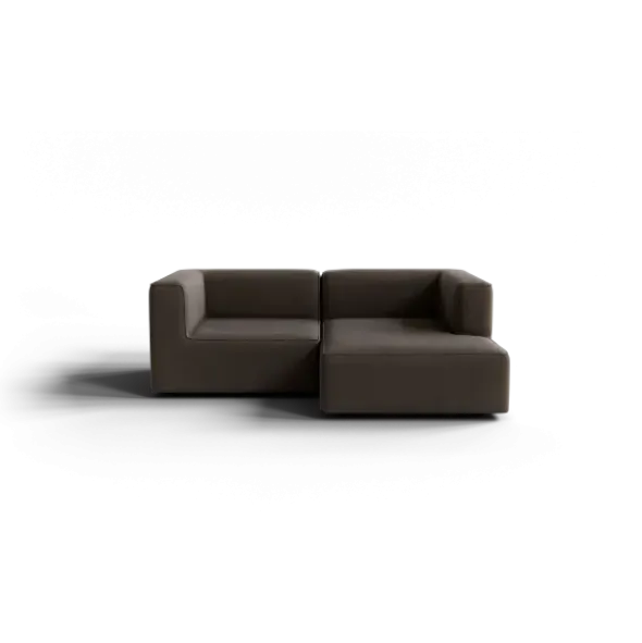 Chaiselongue, rechts -TASI- Farbe Shitake - Stoff: Boucla