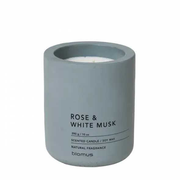 Duftkerze -FRAGA- Farbe FlintStone - Größe Ø 9 cm, Duft: Rose & White Musk