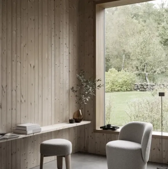Hocker -KUON- Stoff Socia, Farbe Desert, oak nature