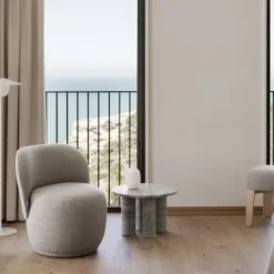 Hocker -KUON- Stoff Socia, Farbe Desert, oak nature