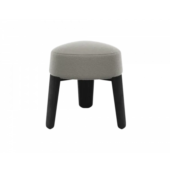 Hocker -KUON- Stoff Socia Farbe Taupe, oak black stained
