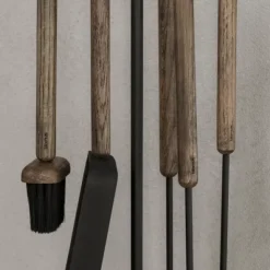Kaminbesteck 5-tlg. -ASHI- Brown Oak