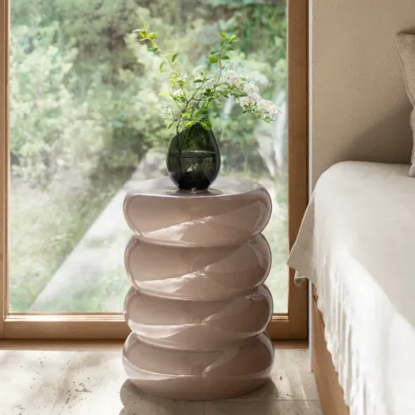 Keramik Hocker -TORU- Farbe Fungi - Form rund