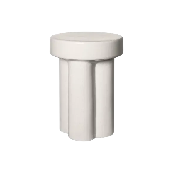Keramik Hocker -TORU- Farbe Lily White - Form groß