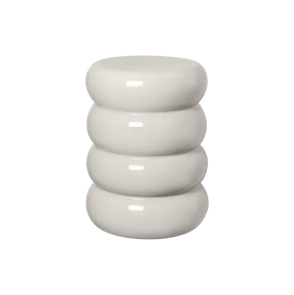 Keramik Hocker -TORU- Farbe Lily White - Form rund