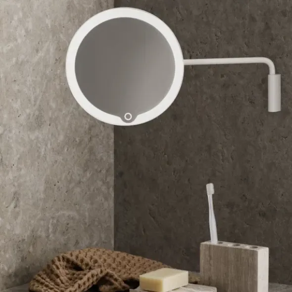 LED Kosmetikspiegel -MODO- Farbe White, 5-fach Vergrößerung, mit Wandhalterung