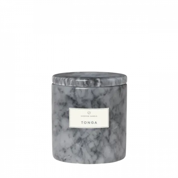 Marmor Duftkerze -FRABLE- Farbe Sharkskin - Größe Ø 10 cm, Duft: Tonga