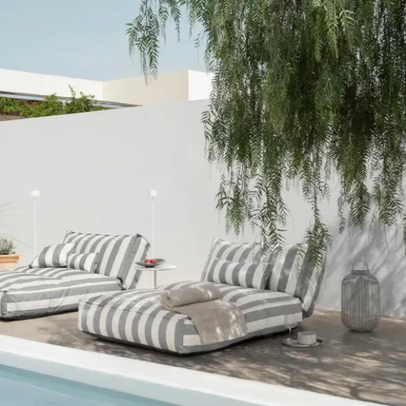 Outdoor-Bett -STAY- Farbe Lily White/Elephant Skin - Größe 120 x 190 cm