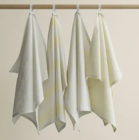 Set 2 Geschirrtücher -TAULO- Farbe White/Transparent Yellow - Streifen
