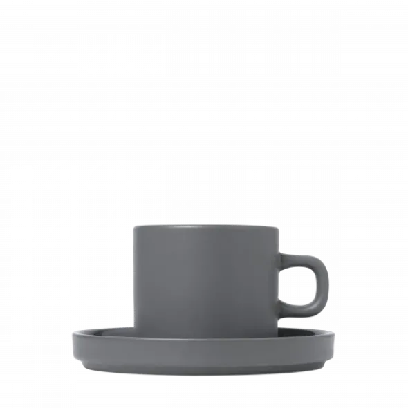 Set 2 Kaffeetassen -PILAR- Farbe Pewter - Größe 200 ml