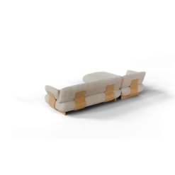 2-Sitzer Chaiselongue, links -MOCO- Farbe Beige - Stoff: Pina