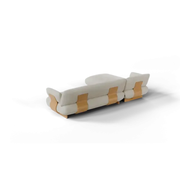 2-Sitzer Chaiselongue, links -MOCO- Farbe Beige - Stoff: Boucla