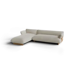 2-Sitzer Chaiselongue, links -MOCO- Farbe Beige - Stoff: Boucla