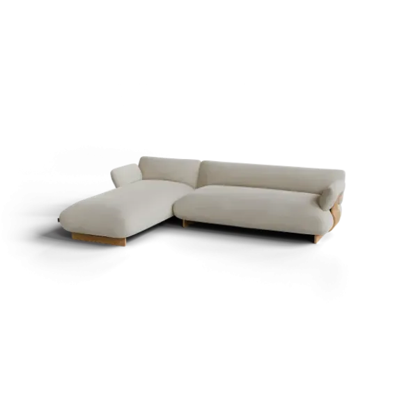 2-Sitzer Chaiselongue, links -MOCO- Farbe Beige - Stoff: Boucla
