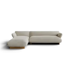 2-Sitzer Chaiselongue, links -MOCO- Farbe Beige - Stoff: Boucla