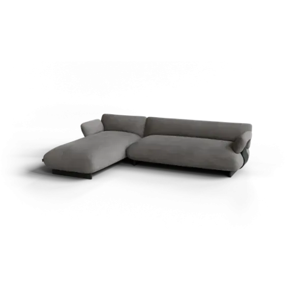 2-Sitzer Chaiselongue, links -MOCO- Farbe Zinc - Stoff: Pina