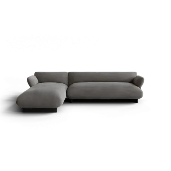 2-Sitzer Chaiselongue, links -MOCO- Farbe Zinc - Stoff: Pina