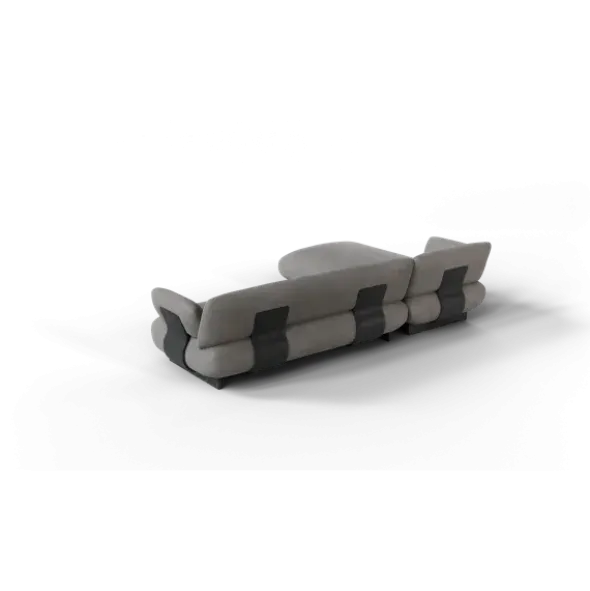 2-Sitzer Chaiselongue, links -MOCO- Farbe Zinc - Stoff: Pina
