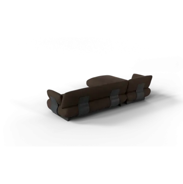2-Sitzer Chaiselongue, links -MOCO- Farbe Espresso - Stoff: Pina