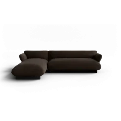 2-Sitzer Chaiselongue, links -MOCO- Farbe Espresso - Stoff: Pina