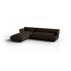 2-Sitzer Chaiselongue, links -MOCO- Farbe Espresso - Stoff: Pina