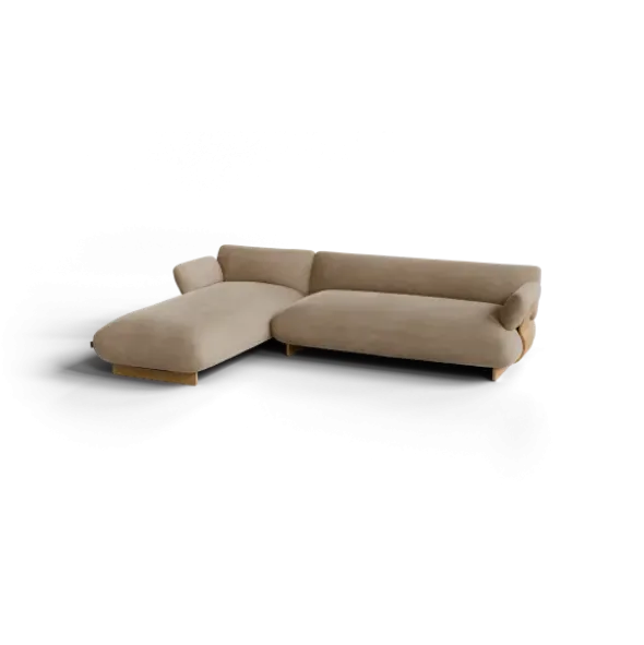 2-Sitzer Chaiselongue, links -MOCO- Farbe Shitake - Stoff: kvadrat Moss