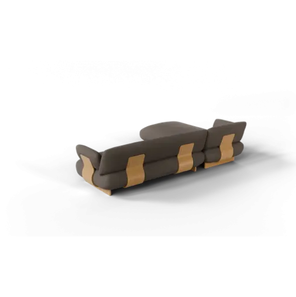 2-Sitzer Chaiselongue, links -MOCO- Farbe Shitake - Stoff: Boucla