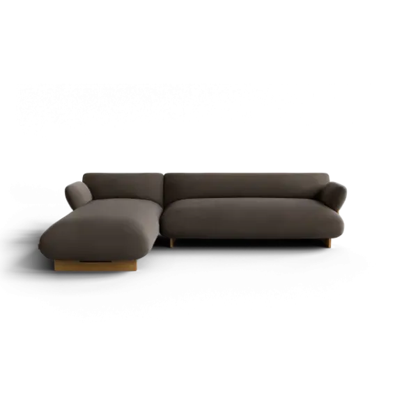 2-Sitzer Chaiselongue, links -MOCO- Farbe Shitake - Stoff: Boucla