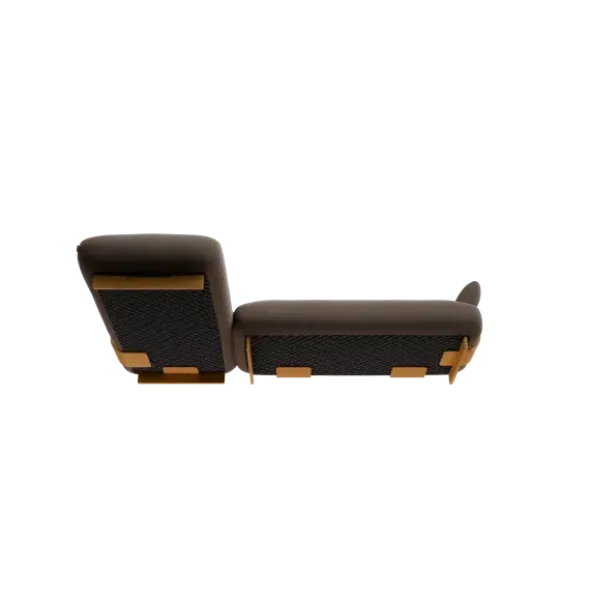 2-Sitzer Chaiselongue, links -MOCO- Farbe Shitake - Stoff: Boucla