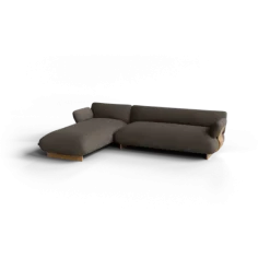 2-Sitzer Chaiselongue, links -MOCO- Farbe Shitake - Stoff: Boucla